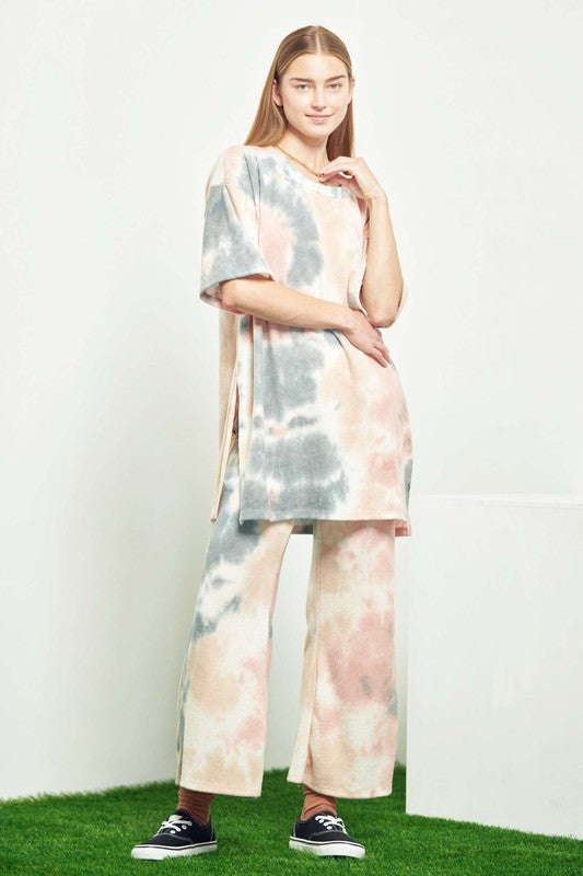 PLUS SIZE BRUSHED RIB TIE DYE SET